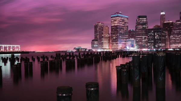 Night City Buildings Coast wallpaper