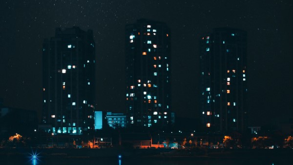 Night City Buildings Skyscrapers wallpaper
