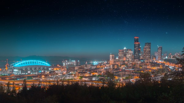 Night City City Lights Starry Sky Wallpaper