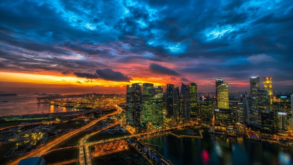 Night City Skyscrapers Metropolis wallpaper