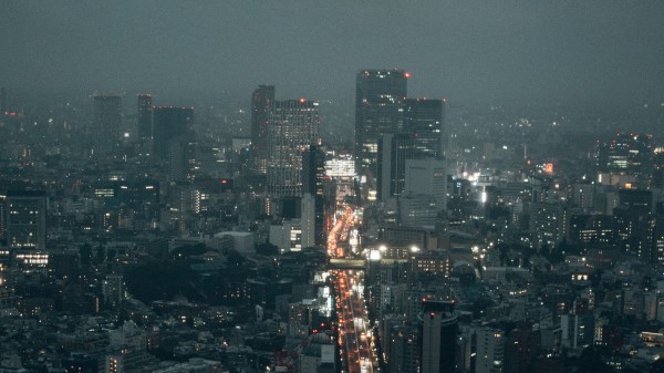 Road Night City Lights Image wallpaper