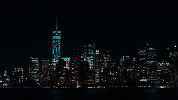 Skyscrapers Night Panorama Light wallpaper