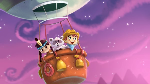Air Balloon Children Raccoon Wallpaper