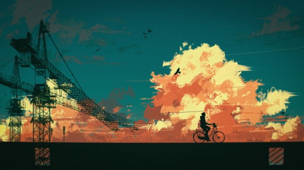 Cyclist Silhouette Bicycle wallpaper