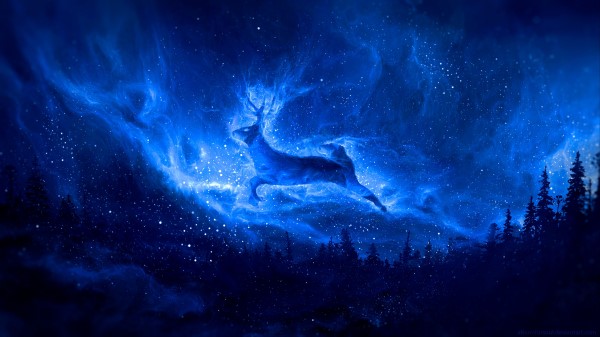 Deer Silhouette Starry Sky wallpaper