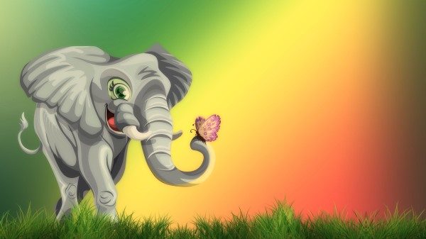 Elephant Butterfly Cute Wallpaper