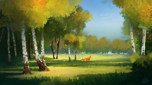 Forest Fox Art Wallpaper
