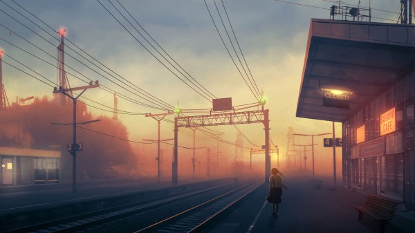 Girl Platform Railway wallpaper