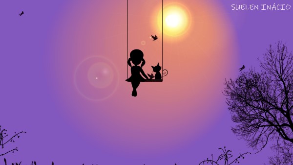 Girl Swing Cat wallpaper