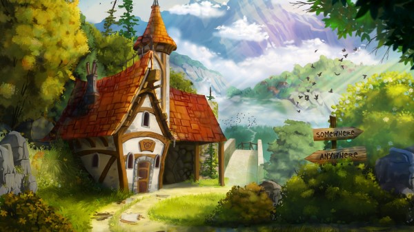 House Fairytale Landscape wallpaper