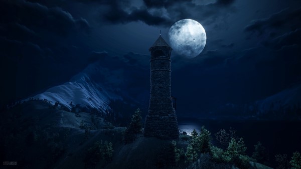 Lighthouse Tower Full Moon wallpaper