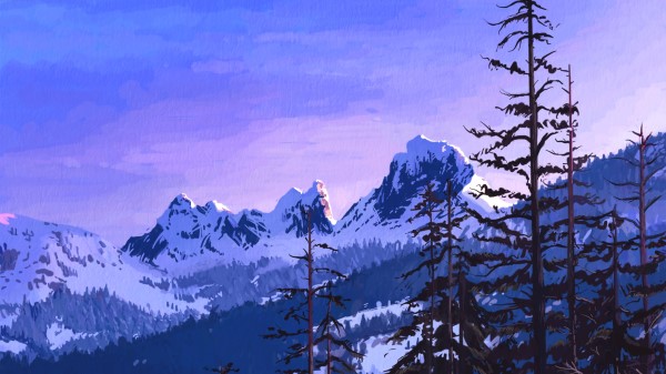 Mountains Spruce Art wallpaper
