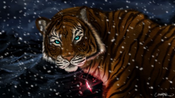 Tiger Snow Art wallpaper