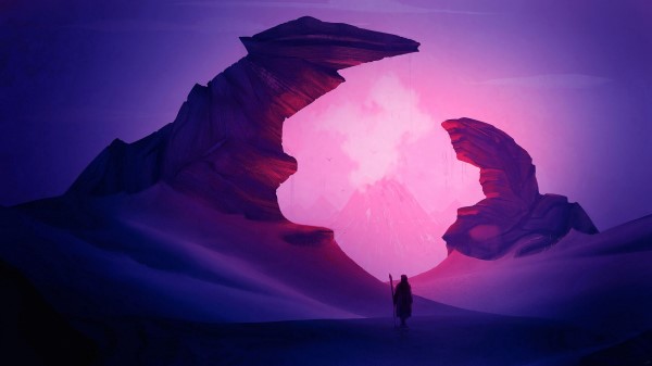 Traveler Silhouette Rocks wallpaper