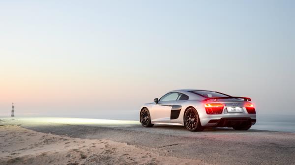 Audi R8 Rear View Road Wallpaper