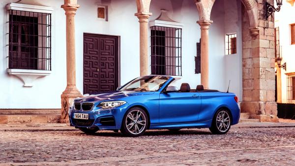 Bmw M235i Uk Spec F23 Convertible Blue Side View Wallpaper