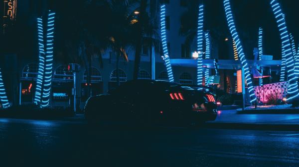 Car Sports Car Night City Wallpaper