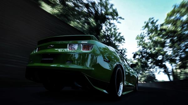 Chevrolet Camaro Green Rear Bumper Speed Blur wallpaper