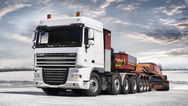Daf Xf105 Truck Car Side View Trailer Excavator wallpaper
