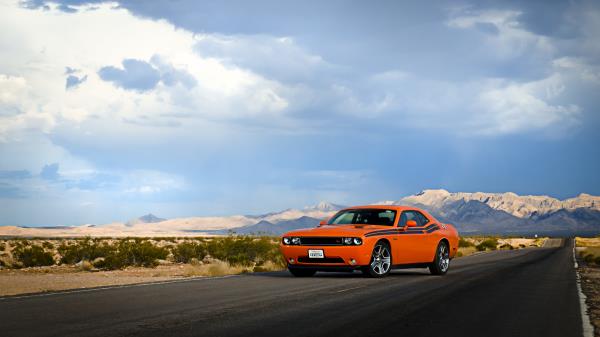 Dodge Challenger Cars Side View Road Sky wallpaper