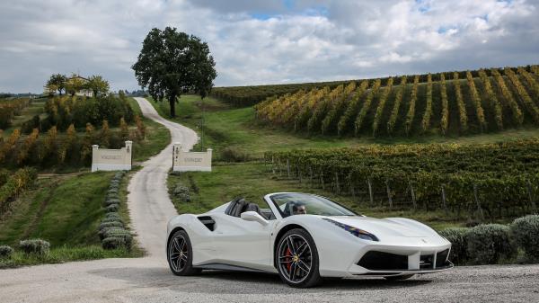 Ferrari 488 Spider White Side View wallpaper