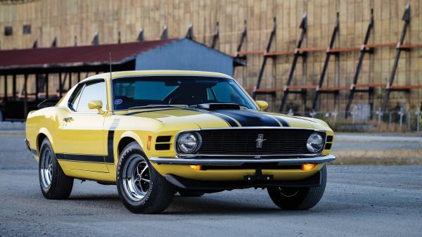Ford Mustang Boss 302 1970 Yellow Side View wallpaper