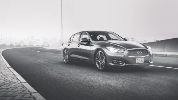 Infiniti Q50 Side View Bw wallpaper