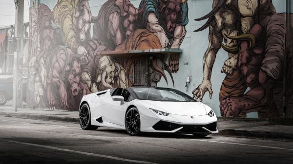 Lamborghini Huracan White Side View wallpaper