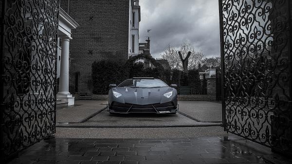 Mansory Lamborghini Aventador Black Gate Front View wallpaper
