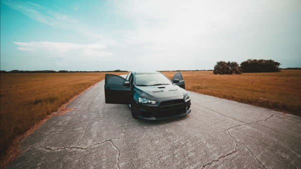 Mitsubishi Black Front View wallpaper