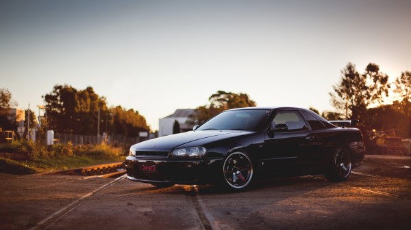 R34 Nissan Skyline Railroad Gtr Black Front wallpaper