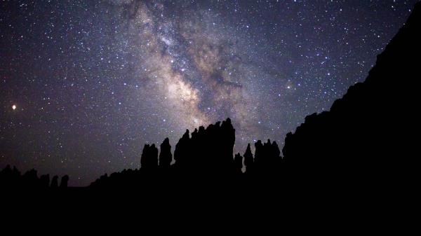 Nebula Starry Sky Rocks wallpaper
