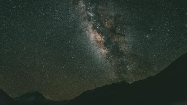 Rocks Nebula Starry Sky Wallpaper
