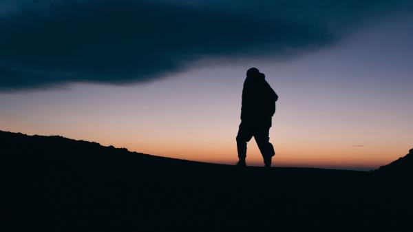 Silhouette Man Night Freedom Sky Clouds wallpaper