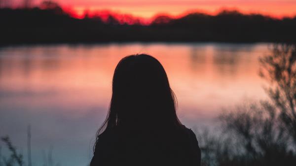 Silhouette Sunset River Wallpaper