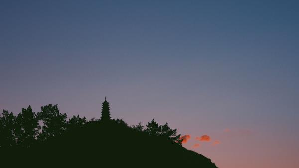 Temple Tower Sky Silhouette wallpaper