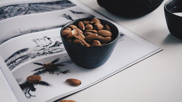 Almonds Nuts Bowl Table Magazine Wallpaper