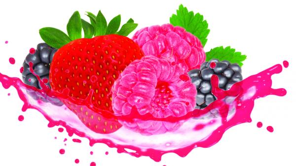 Berries Juice Splash White Background Blackberries Strawberries Raspberries Wallpaper