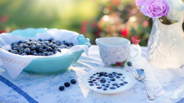 Blueberries Berries Milk Crockery Wallpaper