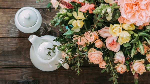 Bouquet Tea Tea Party Wallpaper