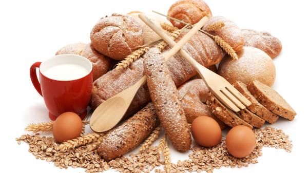 Bread Batch Rolls Flakes Milk Glass Ears Wallpaper