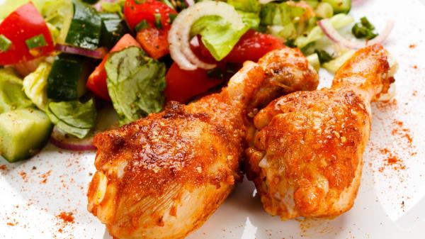 Chicken Legs Salad Close Up Wallpaper
