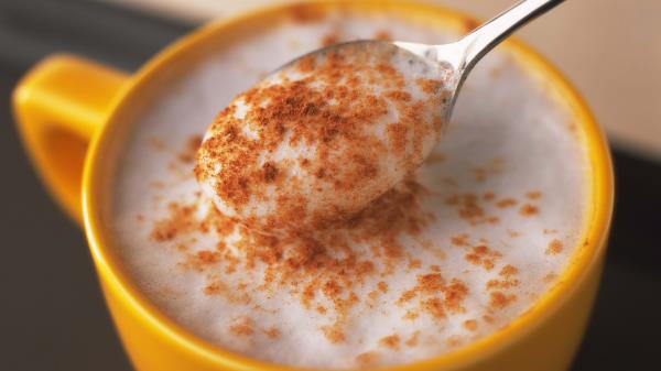 Cinnamon Coffee Foam Cup Spoon Wallpaper