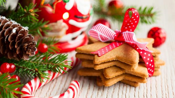 Cookies Dessert New Year Ribbon Stars wallpaper