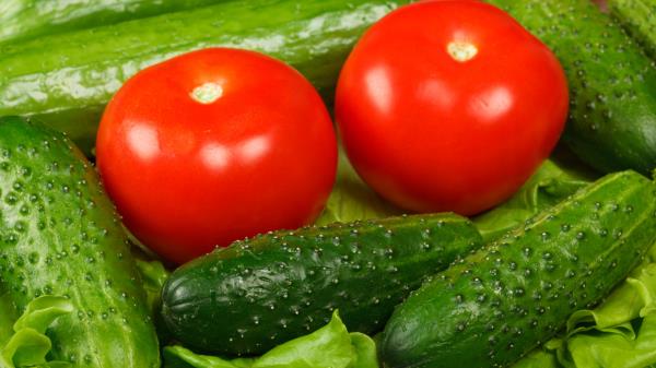 Cucumbers Vegetables Background Tomatoes wallpaper