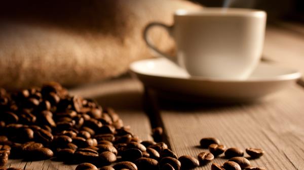 Cup Coffee Grains Plates Floor wallpaper