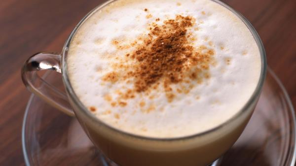 Cup Glass Saucer Coffee Cappuccino Cinnamon Powder wallpaper