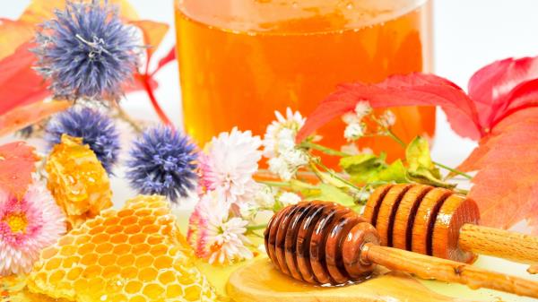 Flowers Combs Honey Wooden Spoon wallpaper
