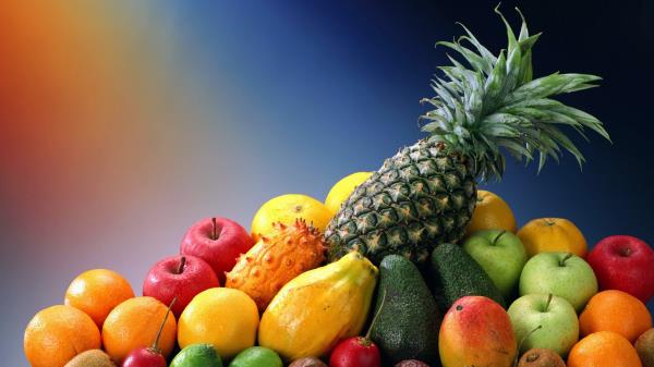 Fruit Exotic Pineapple Apple Avocado Kiwi wallpaper