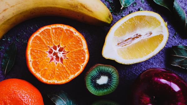 Fruit Lemon Orange Kiwi Banana Apple wallpaper